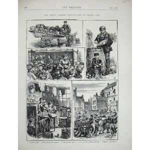 1872 Street Vendors London Barrow China Costermongers:  