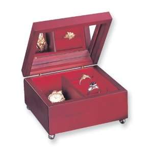  Rosewood Finish Wood Square Jewelry Box: Jewelry