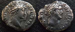 SCARCE ROMAN SILVER DOUBLE HEADED DENARIUS COIN,  
