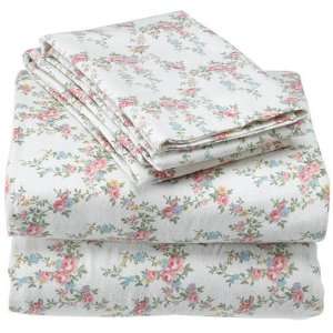 Laura Ashley Shannon King Cotton Flannel Sheet Set:  Home 