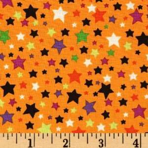  44 Wide Trick & Treat Stars Orange Fabric By The Yard 