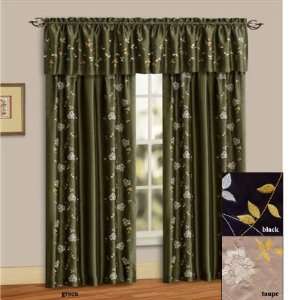 53 x 84 Brenda Floral Embroidered Rod Pocket Curtain Panel:  