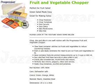Progressive Fruit & Vegetable Food Chopper Slicer Cut Dice Chop Slice 