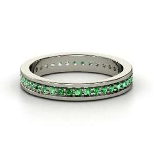  Brianna Eternity Band, 14K White Gold Ring with Emerald 