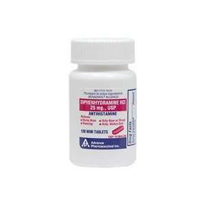  Antihistamine Diphenhydramine HCI 25 mg USP 25 mg 100 