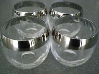   Dorothy Thorpe Roly Poly Glasses Silver band Mad Men Vintage Barware