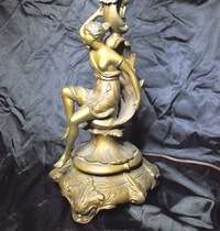 OUTSTANDING c1920 1930 ART NOUVEAU DECO WOMAN FIGURAL LAMP W/PIERCED 