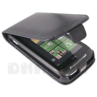Leather Case Pouch Cover Skin + Film For HTC 7 Mozart p_Black  