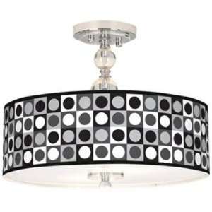  Black And Grey Dotted Square 16 Semi Flush Ceiling Light 