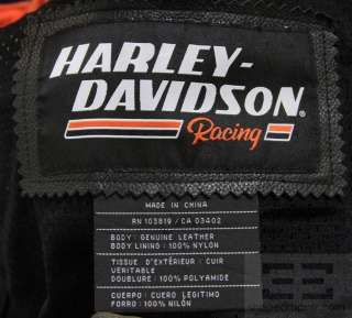 Harley Davidson Screamin Eagle Ivory Black Orange Leather Racing 