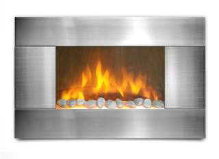 Electric Wall Mount Fireplace 36 wide view Stainless Steel Boxing Day 