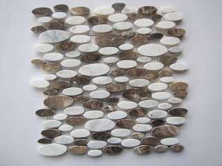 MIXED MARBLE OVAL SHAPE Mosaic Tile. Floor or wall  