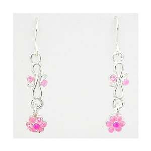  PASTEL PINK FLOWER Dangle Earrings: Jewelry