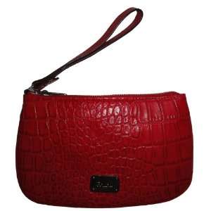   Stockbridge Croc Leather Large Wristlet Red MSRP $98 