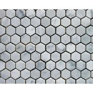   (Bianco Carrera) 1 Hexagon Mosaic Tile Polished