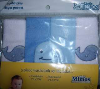 Mimos Wash Cloth Set, Baby Shower, Diaper Cake, Frog, Duck, Whale 