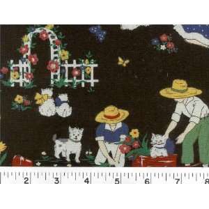  45 Wide GARDENING BLACK Fabric By The Yard: Arts, Crafts 