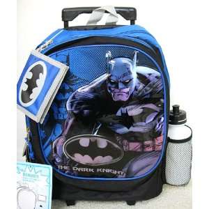  Warner Bros Batman Rolling Backpack Luggage W Wallet: Toys 