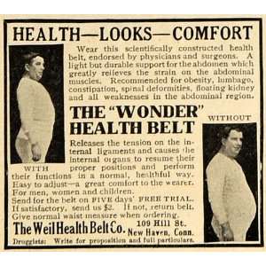 1917 Ad Weil Health Belt Wonder Abdomen Weight Loss   Original Print 