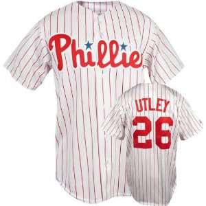 Majestic Phillies/Utley Replica Home Jersey: Sports 