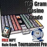 1000 Tournamnet Pro Poker Chip Set 11.5 Grams WPT Book  