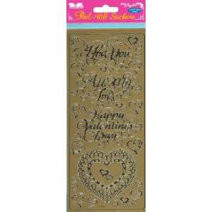  Valentines Day Gold Peel Off Stickers (POS043G) Arts 