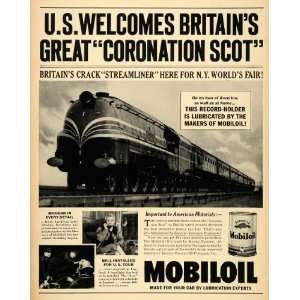  1939 Ad Mobil Oil Gargoyle Streamliner World Fair Train 