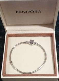 NIB Authentic Sterling Silver Pandora Barrel Clasp Bracelet, size 7.5 