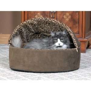   Deluxe Heated Hooded Cat Bed Size 16 x 16, Color Tan