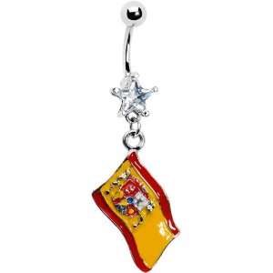  Flag of Spain Star Gem Belly Ring Jewelry