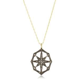 Mizuki Silver and Diamond Outlined Web Starburst Necklace on 14K Chain 