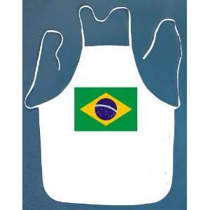 Brazil Brazilian BBQ Barbeque Apron with 2 Pockets White