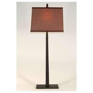  Minimalist Bronzed Metal Table Lamp with Brown Linen Shade 