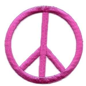 BUY 1 GET 1 OF SAME FREE/Peace Sign, Fuchsia  Iron On Embroidered 