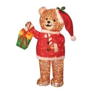  Trim a Home 36in Icy Lighted Christmas Teddy Bear with 