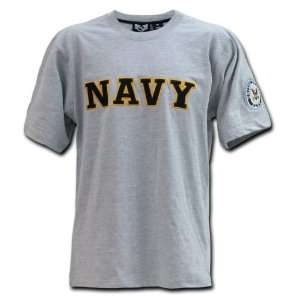 US NAVY GRAY Applique Text Military T Shirts LARGE  Sports 