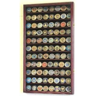 Large Military Challenge Coin Display Case Cabinet Holders Rack w/ UV 