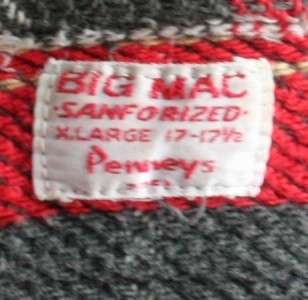 Vtg 60s Big Mac Plaid Flannel Shirt Men L lumberjack GRUNGE punk red 