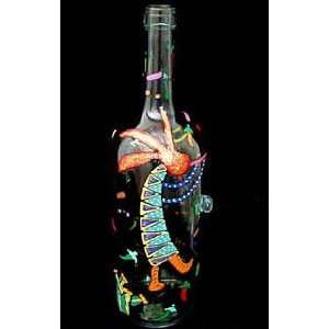  Chilies & Kokopelli Design   Hand Painted   Wine Bottle 