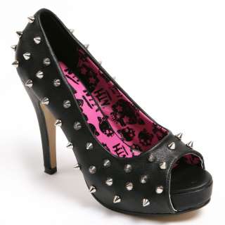 Abbey Dawn Shoes   WTH Black Peep Toe Platforms Studded Heels by Avril 