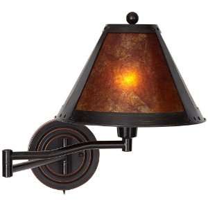   : Distressed Bronze Mica Shade Swing Arm Wall Lamp: Home Improvement