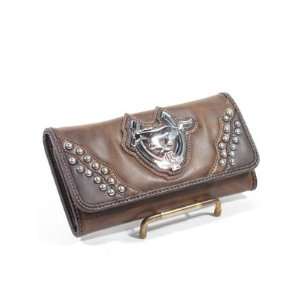 Ford Mustang Wallet in Saddle Brown with Chrome Emblem 