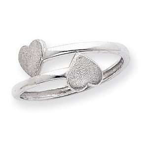  14k White Gold Double Heart Toe Ring   JewelryWeb Jewelry