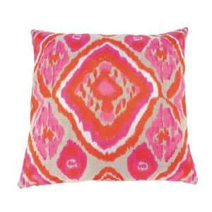  Kim Seybert Ikat Fuchsia/Orange Linen Throw Pillow 20 in 