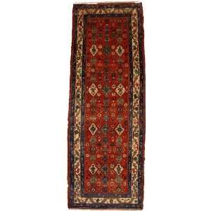   Red Persian Hand Knotted Wool Mehraban Runner Rug: Furniture & Decor