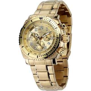 Invicta Collection Chronograph Gold Dial 18k Gold Plated Stainless 
