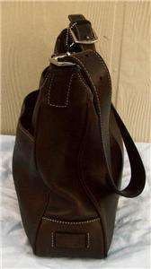 Authentic COACH Hamptons dark brown leather purse hobo bag +Hang tag 