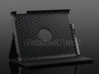 Black For iPad 3 iPad 2 3rd 360 Rotating Magnetic Leather Case Smart 