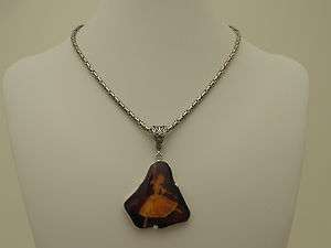 925 IRENA WASTAG NATURAL HAND CARVED BALLERINA AMBER PENDANT NECKLACE 