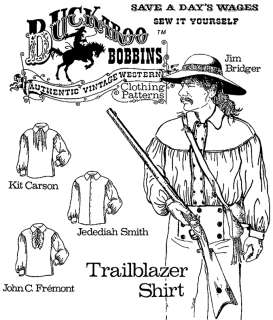 Mens 1700s Civil War Trailblazer Shirt Pattern XS 6X  